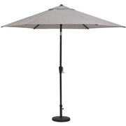 Hanover - Lavallette 5pc: 4 Swivel Bar Chairs, Bar Glass Table, Umbrella & Base - Silver-United Backyard