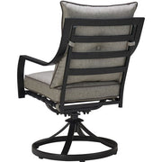 Hanover - Lavallette 5pc: 4 Swivel Dining Chairs and Round Glass Table - Silver-United Backyard