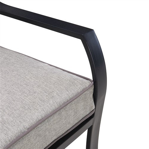 Hanover - Lavallette 7pc Dining Set: Glass Table, 6 Cushion Chairs, Umbrella/Base - Gray-United Backyard