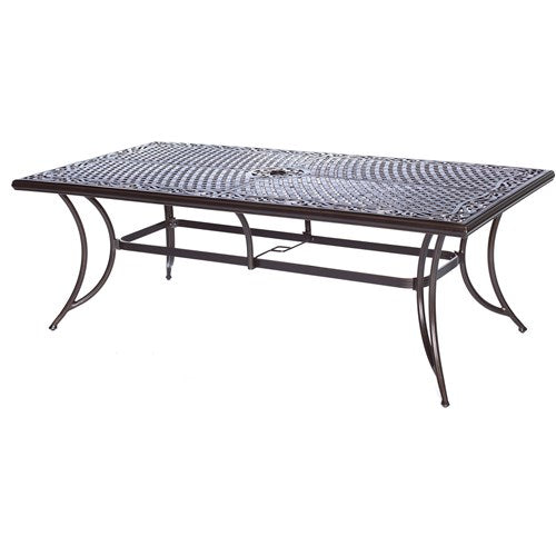 Hanover - Manor 9pc: 6 Sling Dining Chairs, 2 Sling Swivel Rockers, 42x84" Cast table - Tan Sling/Cast-United Backyard