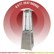 Hanover - Mini Pyramid Portable Table Top Patio Heater w/Square Base, Quartz tube - Stainless-United Backyard
