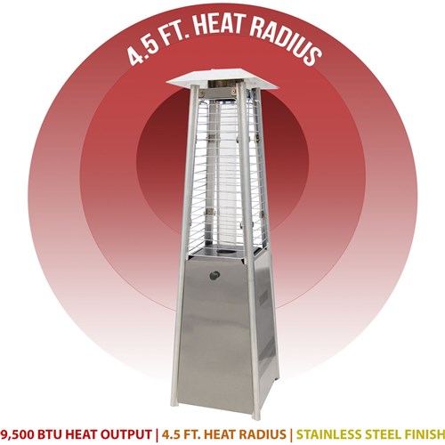 Hanover - Mini Pyramid Portable Table Top Patio Heater w/Square Base, Quartz tube - Stainless-United Backyard