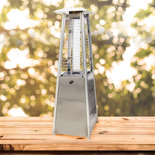 Hanover - Mini Pyramid Portable Table Top Patio Heater w/Square Base, Quartz tube - Stainless-United Backyard