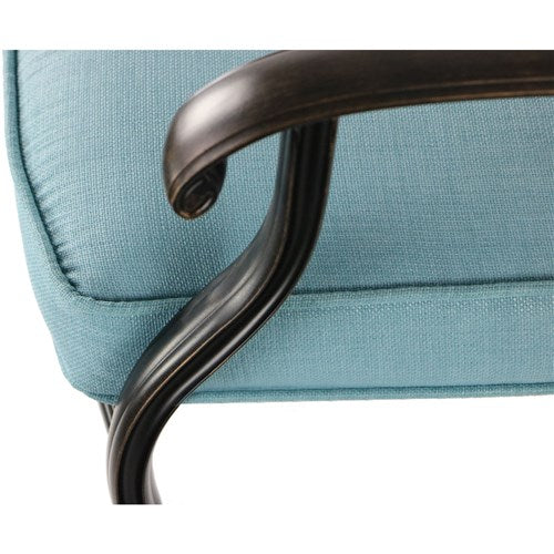 Hanover - Monaco 5pc: 4 Cush Dining Chairs, 51" Round Tile Top Table - Blue/Tile-United Backyard