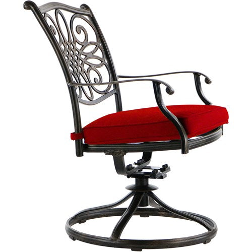 Hanover - Monaco 5pc: 4 Cush Sling Swivel Rockers, 51" Round Tile Top Table - Tan Sling/Tile-United Backyard