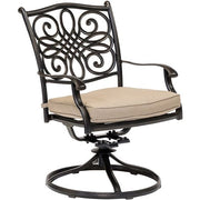 Hanover - Monaco 7pc: 4 Cush Dining Chairs, 2 Cush Swivel Chairs, 40x68" Tile Top Table - Tan/Tile-United Backyard