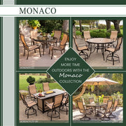 Hanover - Monaco 7pc: 4 Cush Dining Chairs, 2 Cush Swivel Chairs, 40x68" Tile Top Table - Tan/Tile-United Backyard