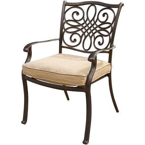 Hanover - Monaco 7pc: 4 Cush Dining Chairs, 2 Cush Swivel Chairs, 40x68" Tile Top Table - Tan/Tile-United Backyard