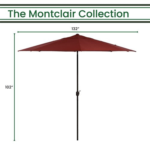 Hanover - Montclair 11' Umbrella - Chili Red/Brown-United Backyard