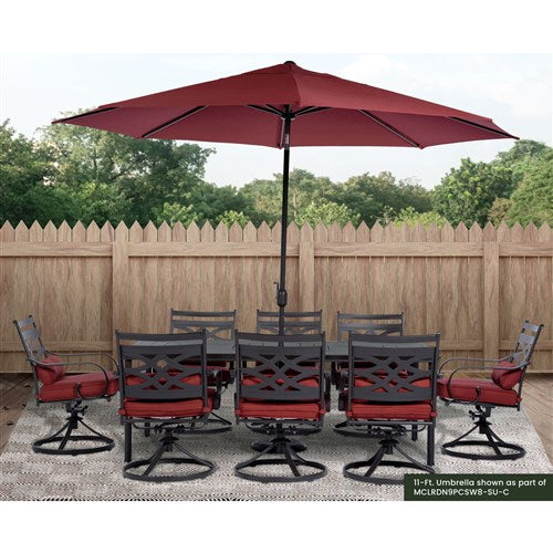 Hanover - Montclair 11' Umbrella - Chili Red/Brown-United Backyard