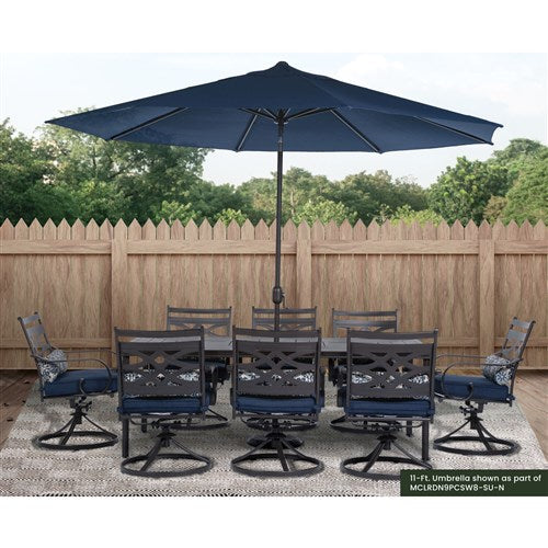 Hanover - Montclair 11' Umbrella - Navy/Brown-United Backyard