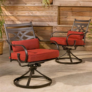 Hanover - Montclair 11pc: 10 Swivel Rockers, 60"x84" Rectangle Dining Table - Chili Red/Brown-United Backyard