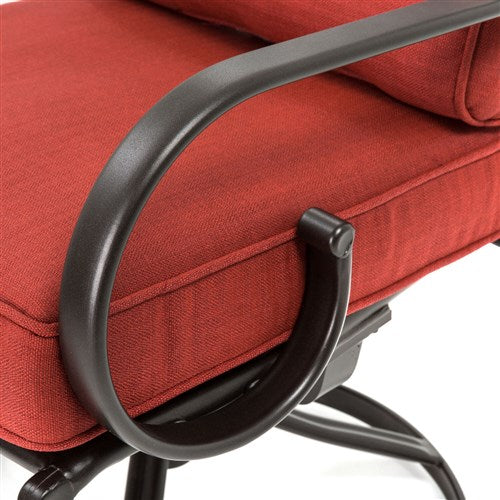 Hanover - Montclair 11pc: 10 Swivel Rockers, 60"x84" Rectangle Dining Table - Chili Red/Brown-United Backyard