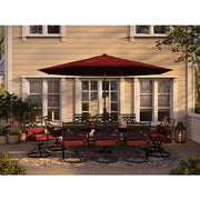 Hanover - Montclair 11pc: 10 Swivel Rockers, 60"x84" Rectangle Dining Table - Chili Red/Brown-United Backyard
