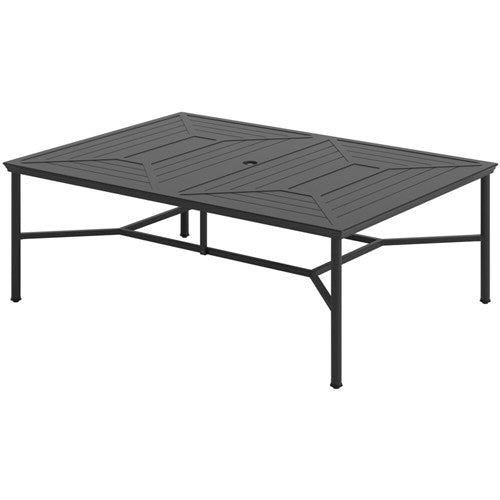 Hanover - Montclair 11pc: 10 Swivel Rockers, 60"x84" Rectangle Dining Table - Ocean Blue/Brown-United Backyard