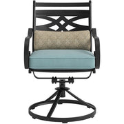 Hanover - Montclair 11pc: 10 Swivel Rockers, 60"x84" Rectangle Dining Table - Ocean Blue/Brown-United Backyard