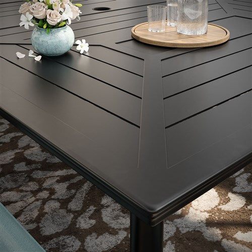 Hanover - Montclair 11pc: 10 Swivel Rockers, 60"x84" Rectangle Dining Table - Ocean Blue/Brown-United Backyard