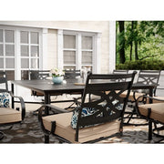 Hanover - Montclair 11pc: 10 Swivel Rockers, 60"x84" Rectangle Dining Table - Tan/Brown-United Backyard