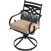 Hanover - Montclair 11pc: 10 Swivel Rockers, 60"x84" Rectangle Dining Table - Tan/Brown-United Backyard