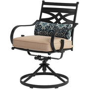 Hanover - Montclair 11pc: 10 Swivel Rockers, 60"x84" Rectangle Dining Table - Tan/Brown-United Backyard