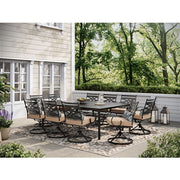 Hanover - Montclair 11pc: 10 Swivel Rockers, 60"x84" Rectangle Dining Table - Tan/Brown-United Backyard