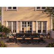 Hanover - Montclair 11pc: 10 Swivel Rockers, 60"x84" Rectangle Dining Table - Tan/Brown-United Backyard