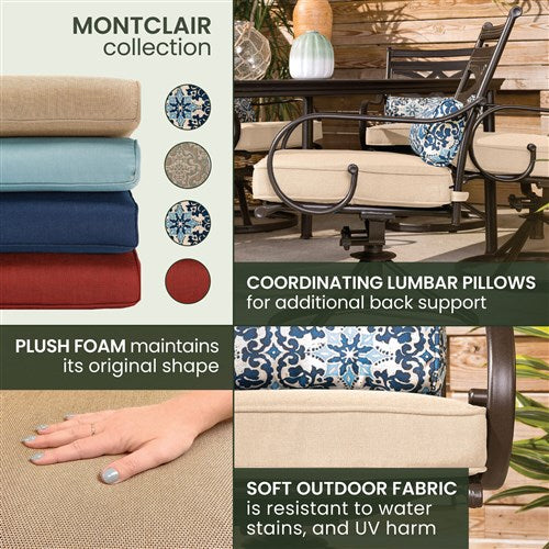 Hanover - Montclair 11pc: 10 Swivel Rockers, 60"x84" Rectangle Dining Table - Tan/Brown-United Backyard