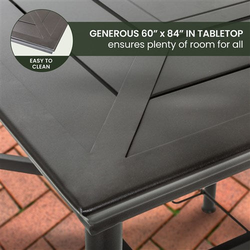 Hanover - Montclair 11pc: 10 Swivel Rockers, 60"x84" Table, Umbrella, Base - Chili Red/Brown-United Backyard