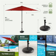 Hanover - Montclair 11pc: 10 Swivel Rockers, 60"x84" Table, Umbrella, Base - Chili Red/Brown-United Backyard