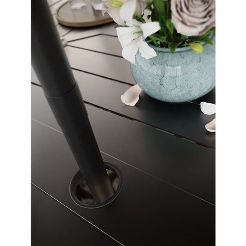 Hanover - Montclair 11pc: 10 Swivel Rockers, 60"x84" Table, Umbrella, Base - Navy/Brown-United Backyard