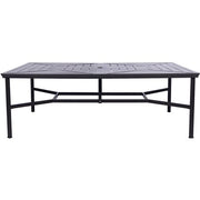 Hanover - Montclair 11pc: 10 Swivel Rockers, 60"x84" Table, Umbrella, Base - Ocean Blue/Brown-United Backyard