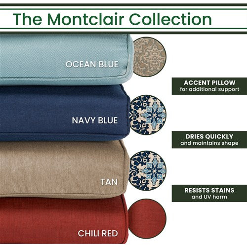 Hanover - Montclair 3pc: 2 Swivel Rockers, 27" Square Bistro Table - Navy/Brown-United Backyard