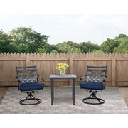 Hanover - Montclair 3pc: 2 Swivel Rockers, 27" Square Bistro Table - Navy/Brown-United Backyard