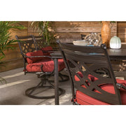 Hanover - Montclair 7pc: 6 Swivel Rockers, 40x66" Dining Table - Chili Red/Brown-United Backyard