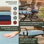 Hanover - Montclair 7pc: 6 Swivel Rockers, 40x66" Dining Table - Ocean Blue/Brown-United Backyard