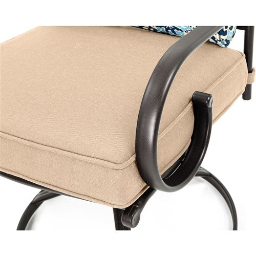 Hanover - Montclair 7pc: 6 Swivel Rockers, 40x66" Dining Table - Tan/Brown-United Backyard