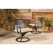 Hanover - Montclair 7pc: 6 Swivel Rockers, 40x66" Dining Table - Tan/Brown-United Backyard