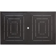 Hanover - Montclair 7pc: 6 Swivel Rockers, 40x66" Dining Table, Umbrella & Base - Navy/Brown-United Backyard