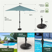 Hanover - Montclair 7pc: 6 Swivel Rockers, 40x66" Dining Table, Umbrella & Base - Ocean Blue/Brown-United Backyard