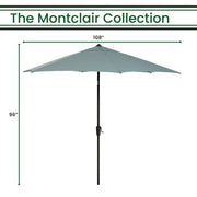 Hanover - Montclair 9' Umbrella - Ocean Blue/Brown-United Backyard