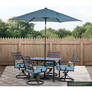 Hanover - Montclair 9' Umbrella - Ocean Blue/Brown-United Backyard