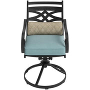 Hanover - Montclair 9pc: 8 Swivel Rockers, 42"x84" Rectangle Dining Table - Ocean Blue/Brown-United Backyard