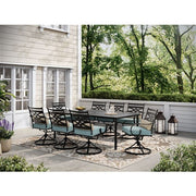 Hanover - Montclair 9pc: 8 Swivel Rockers, 42"x84" Rectangle Dining Table - Ocean Blue/Brown-United Backyard