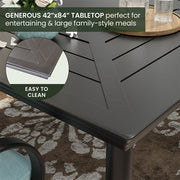 Hanover - Montclair 9pc: 8 Swivel Rockers, 42"x84" Rectangle Dining Table - Ocean Blue/Brown-United Backyard