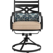 Hanover - Montclair 9pc: 8 Swivel Rockers, 42"x84" Rectangle Dining Table - Tan/Brown-United Backyard