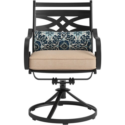 Hanover - Montclair 9pc: 8 Swivel Rockers, 42"x84" Rectangle Dining Table - Tan/Brown-United Backyard