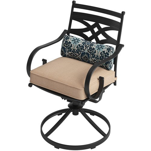 Hanover - Montclair 9pc: 8 Swivel Rockers, 42"x84" Rectangle Dining Table - Tan/Brown-United Backyard