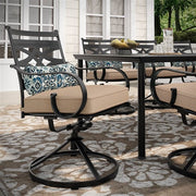 Hanover - Montclair 9pc: 8 Swivel Rockers, 42"x84" Rectangle Dining Table - Tan/Brown-United Backyard