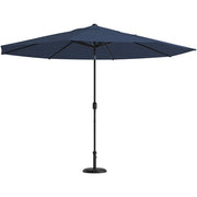 Hanover - Montclair 9pc High Dining: 8 Swivel Chairs, 60" High Table, Umbrella & Base - Navy/Brown-United Backyard