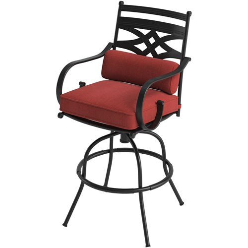 Hanover - Montclair 9pc High Dining: 8 Swivel Chairs, 60" Square High Table - Chili Red/Brown-United Backyard